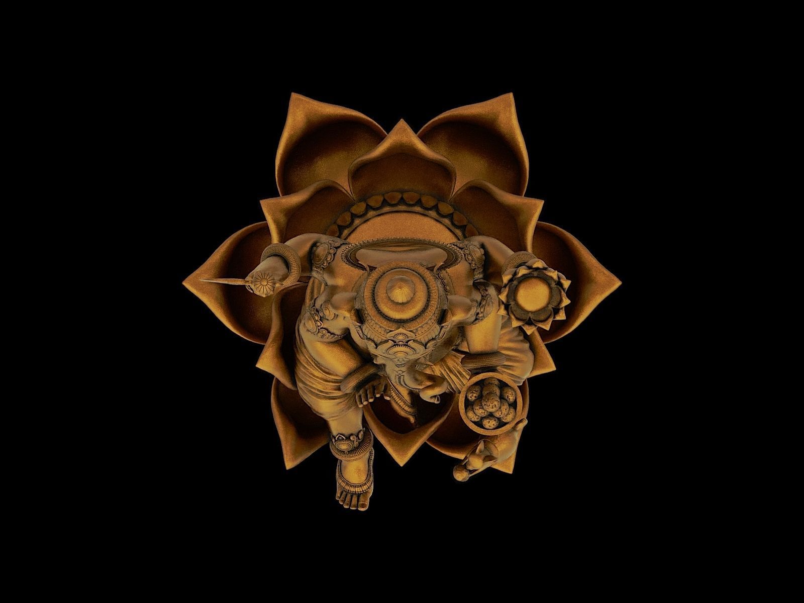 Lord Ganesha Sitting Statue 3D print model_8