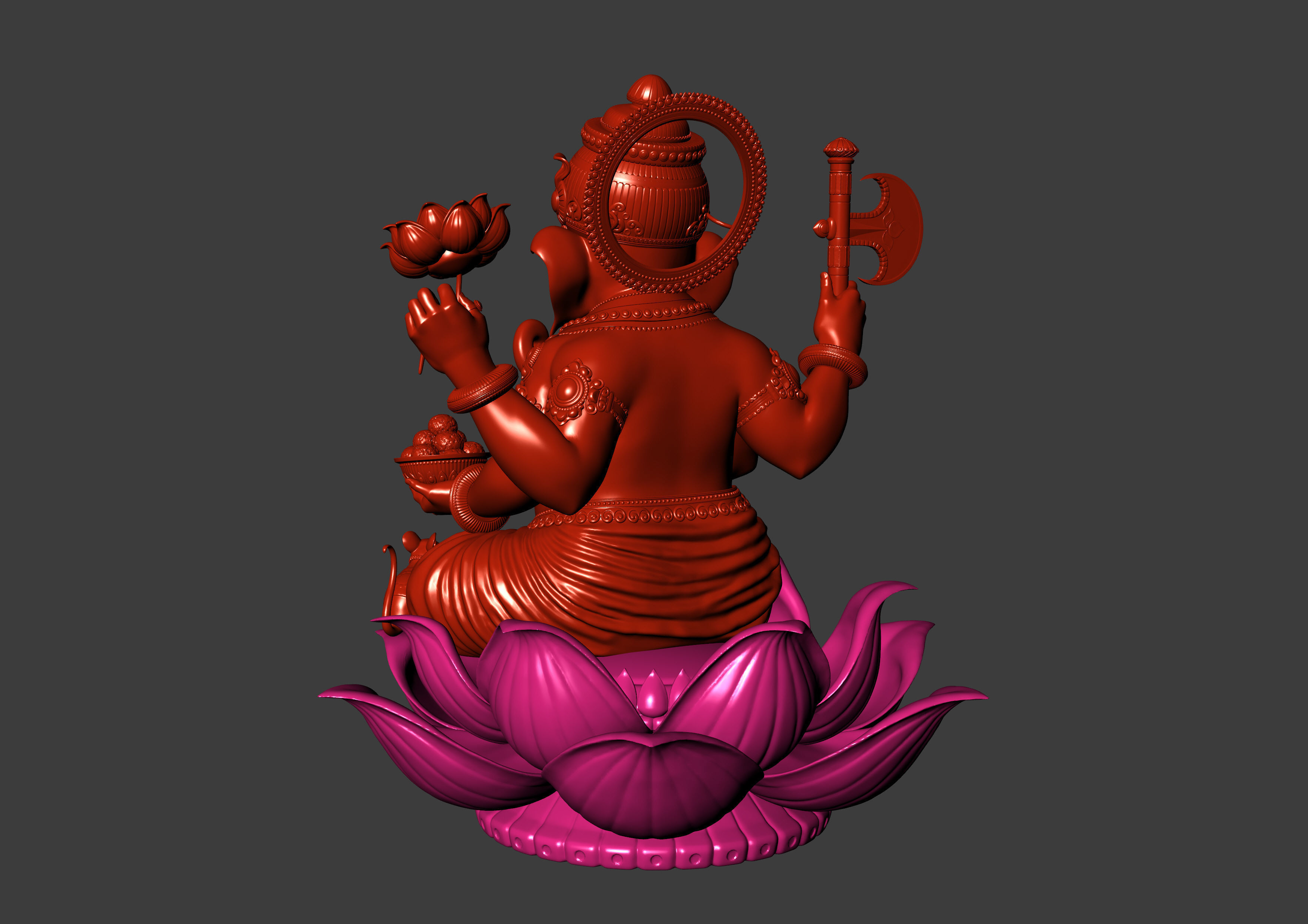 Lord Ganesha Sitting Statue 3D print model_28