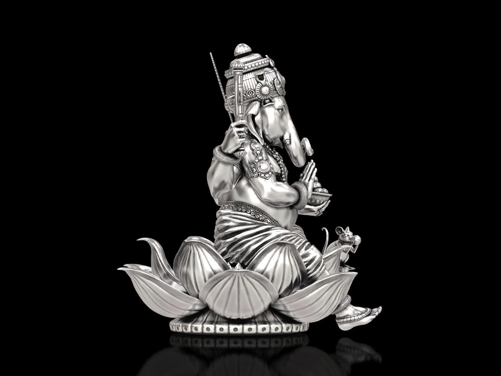 Lord Ganesha Sitting Statue 3D print model_12