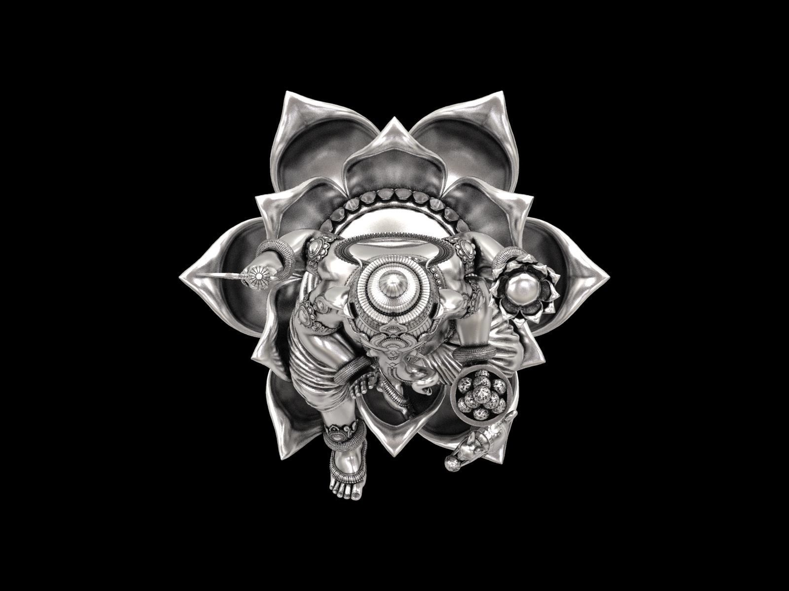 Lord Ganesha Sitting Statue 3D print model_15