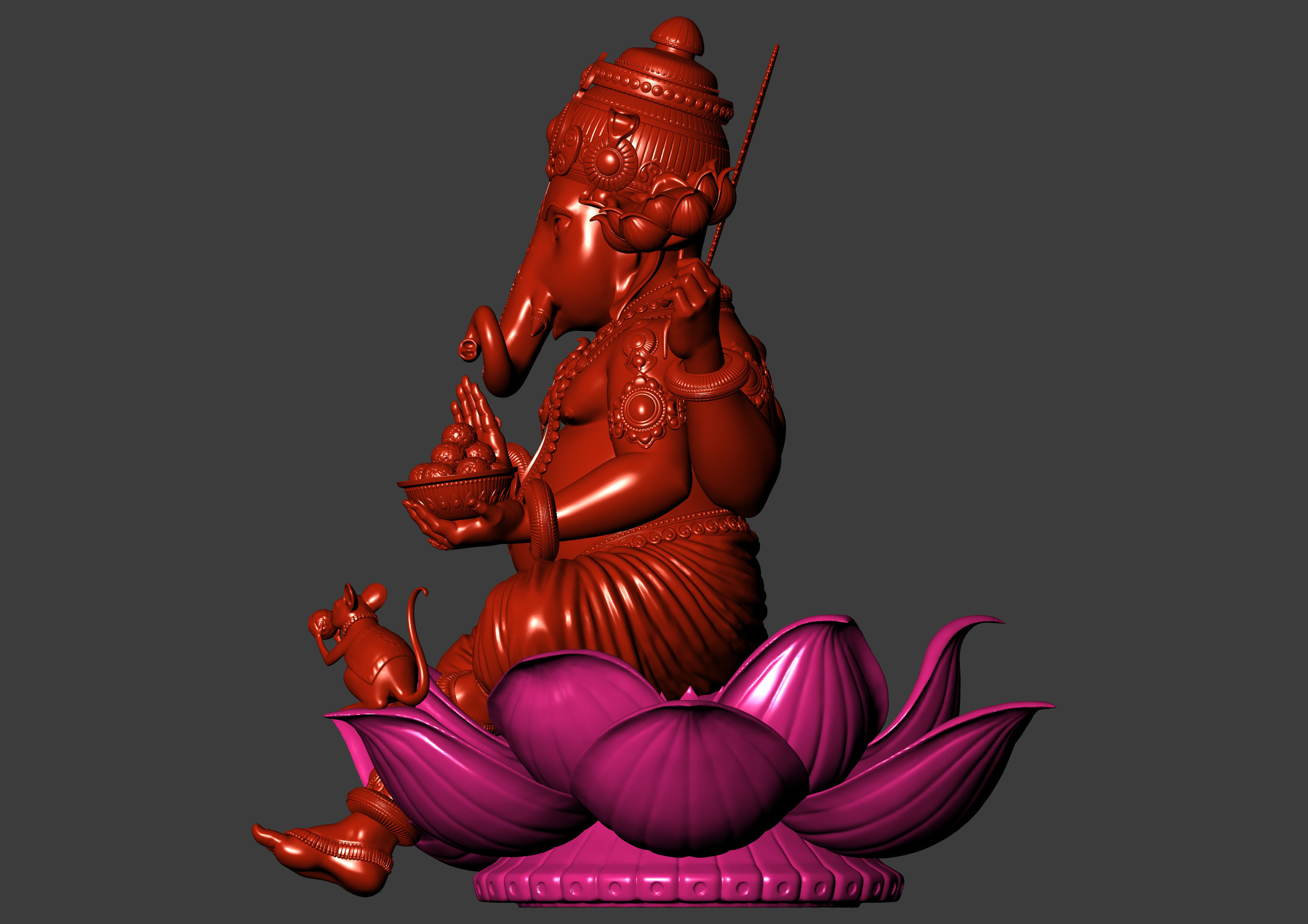 Lord Ganesha Sitting Statue 3D print model_33