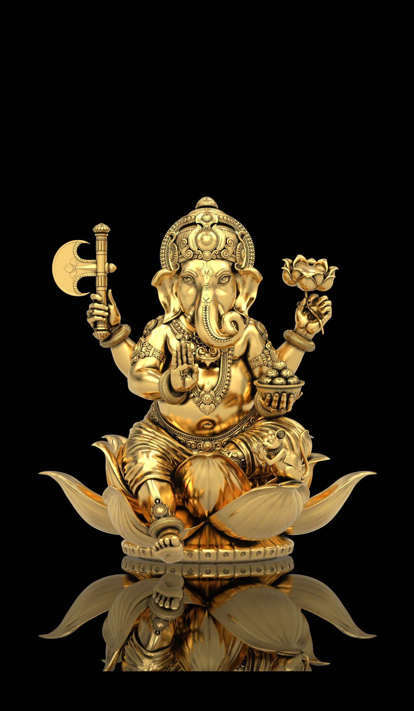 Lord Ganesha Sitting Statue 3D print model_24