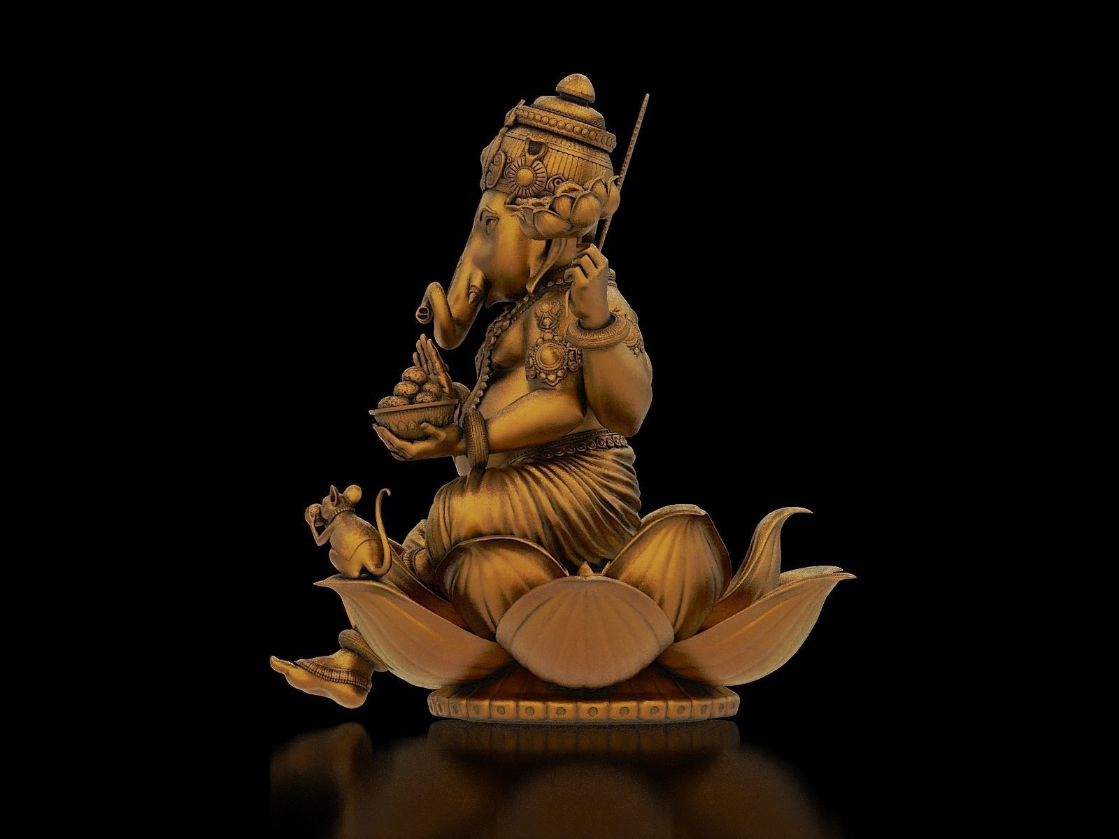 Lord Ganesha Sitting Statue 3D print model_6