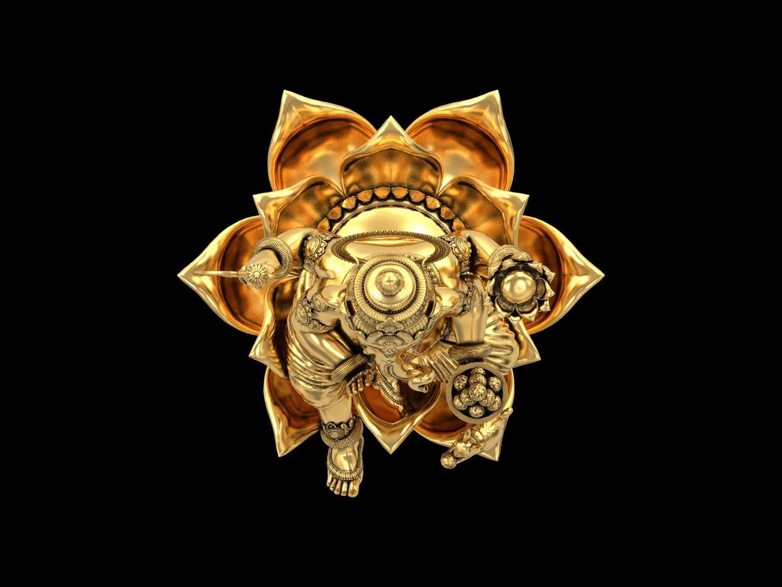 Lord Ganesha Sitting Statue 3D print model_13