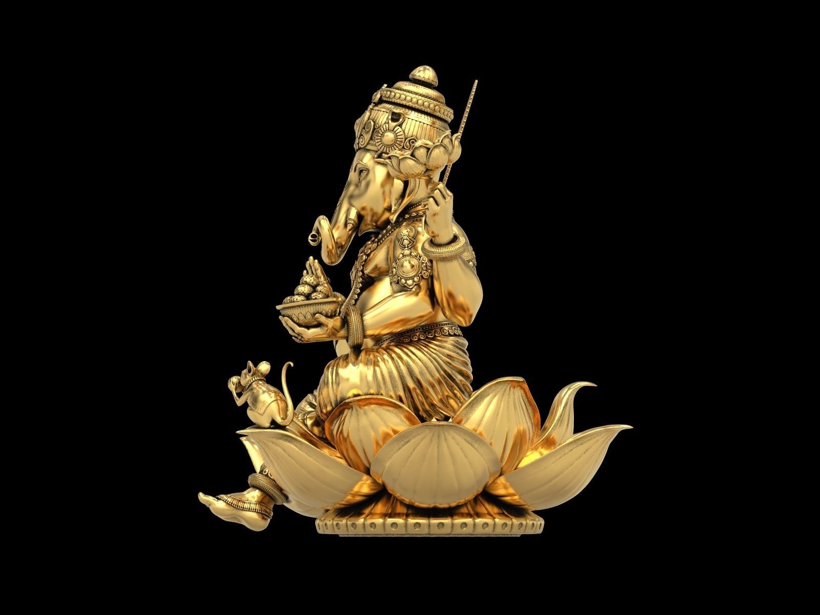 Lord Ganesha Sitting Statue 3D print model_21