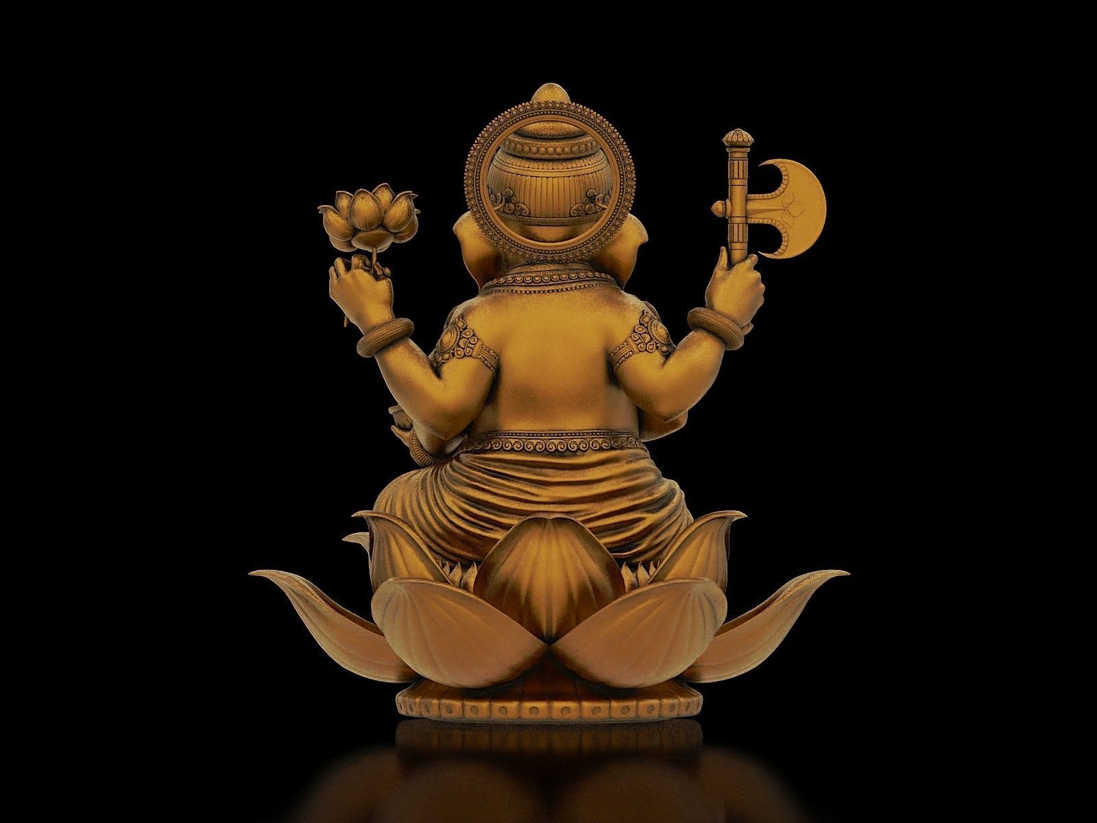 Lord Ganesha Sitting Statue 3D print model_9