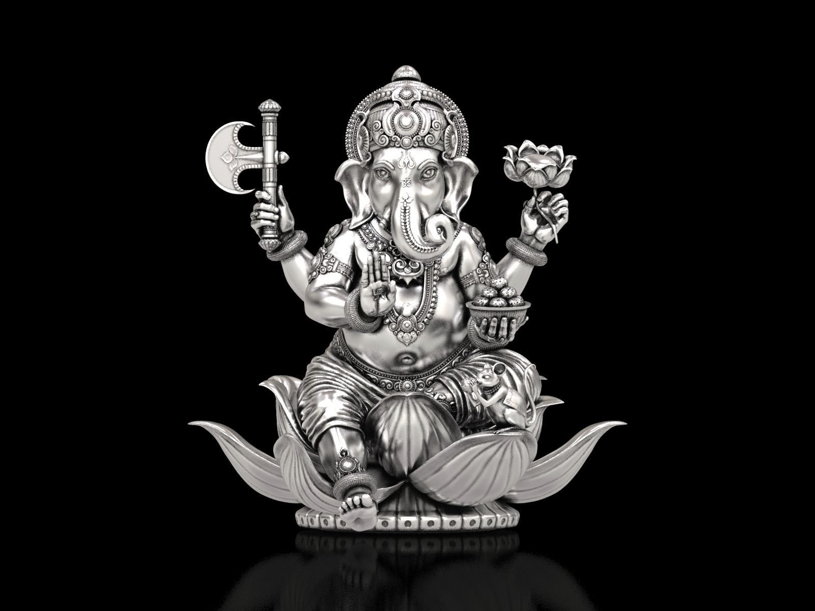 Lord Ganesha Sitting Statue 3D print model_2