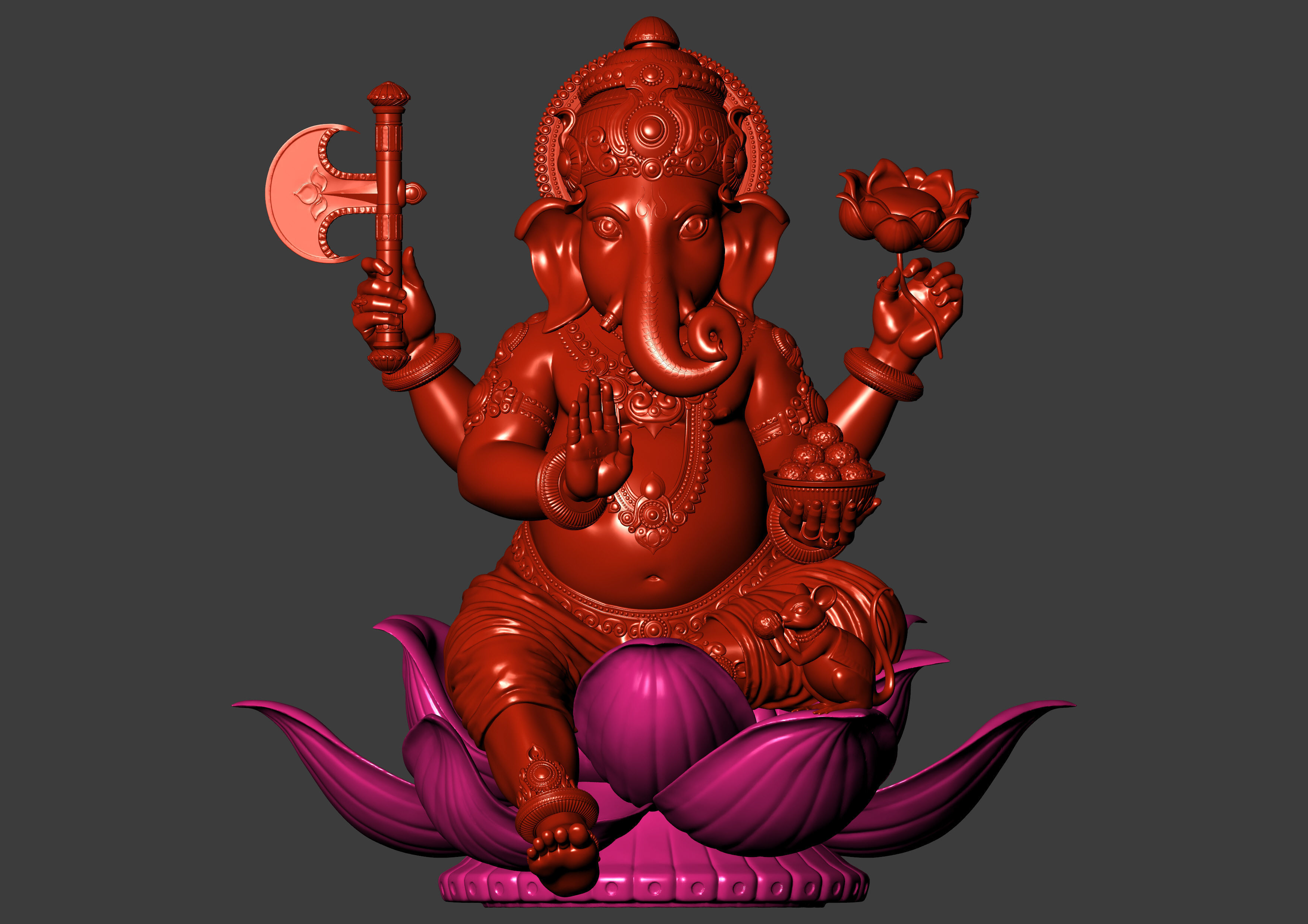 Lord Ganesha Sitting Statue 3D print model_30