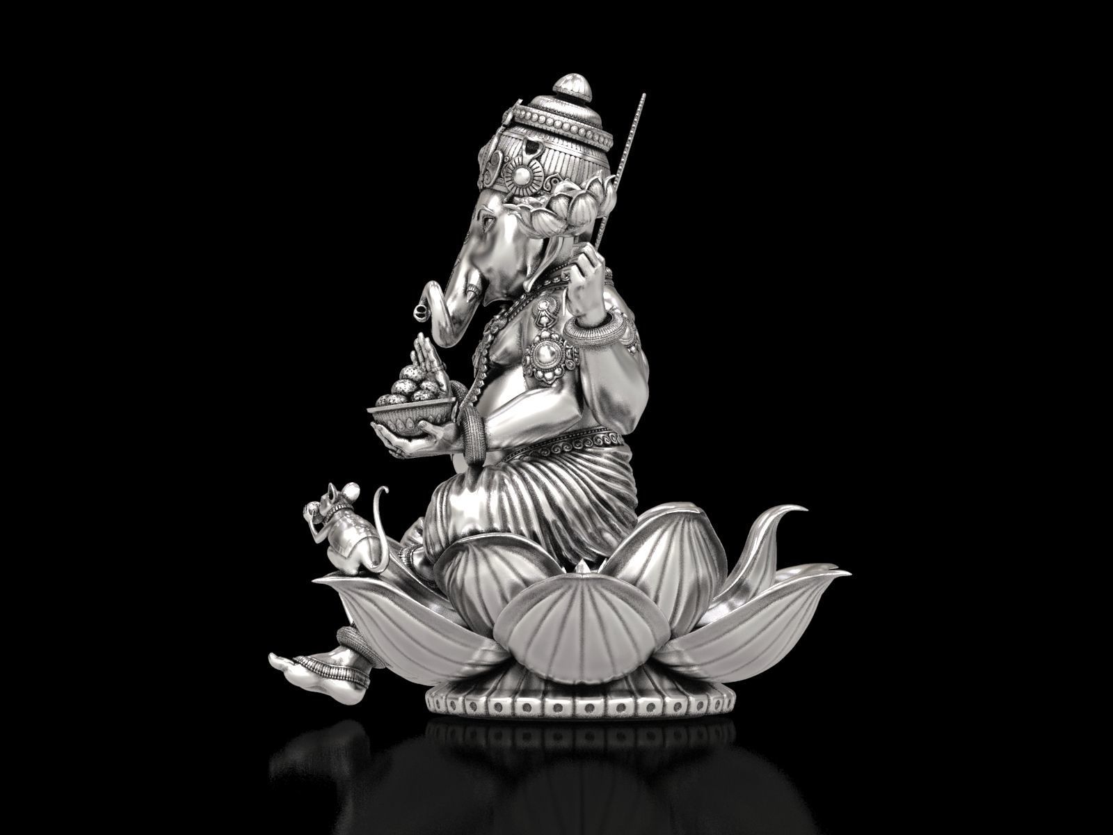 Lord Ganesha Sitting Statue 3D print model_16