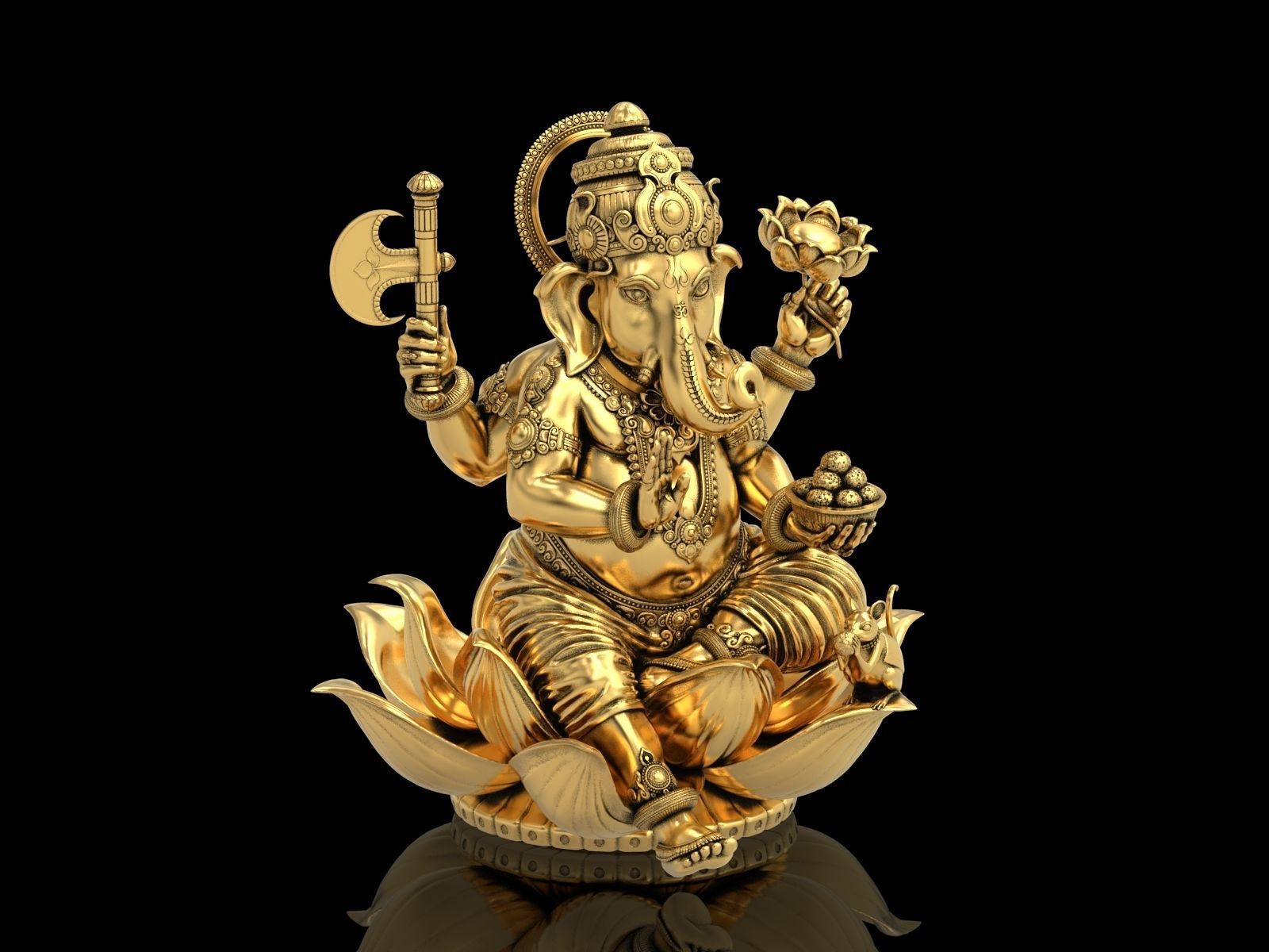Lord Ganesha Sitting Statue 3D print model_11