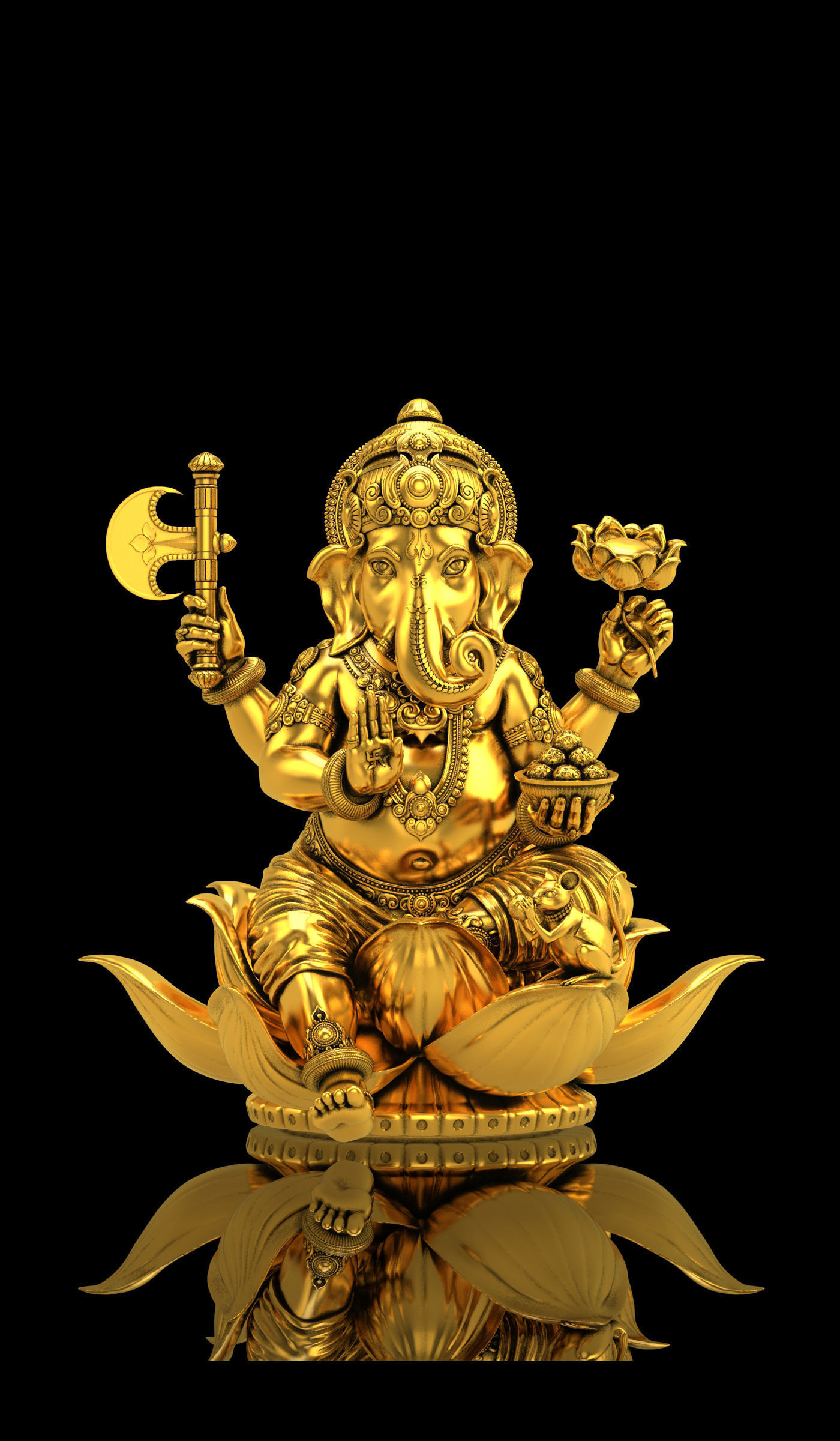 Lord Ganesha Sitting Statue 3D print model_25