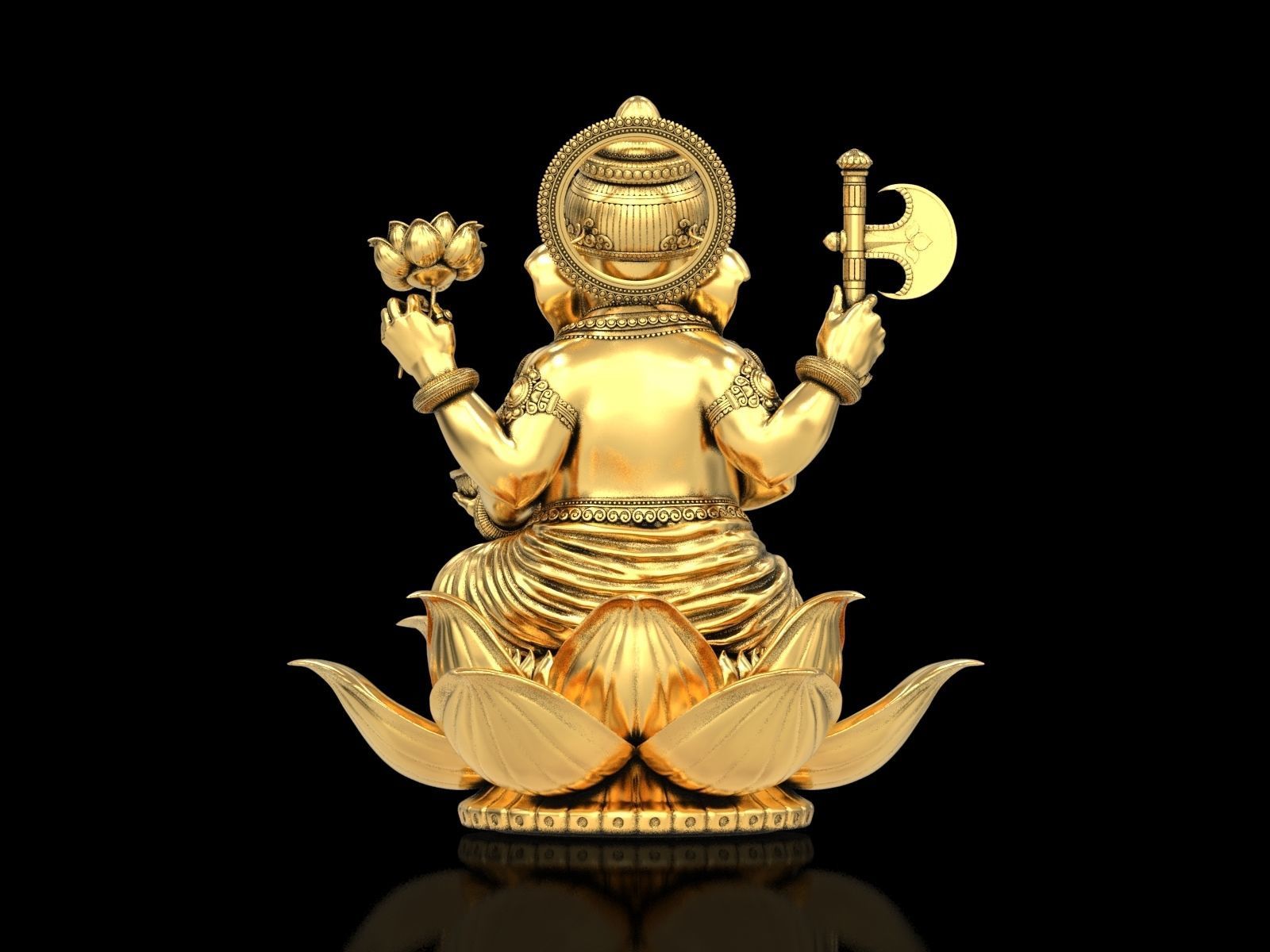 Lord Ganesha Sitting Statue 3D print model_14