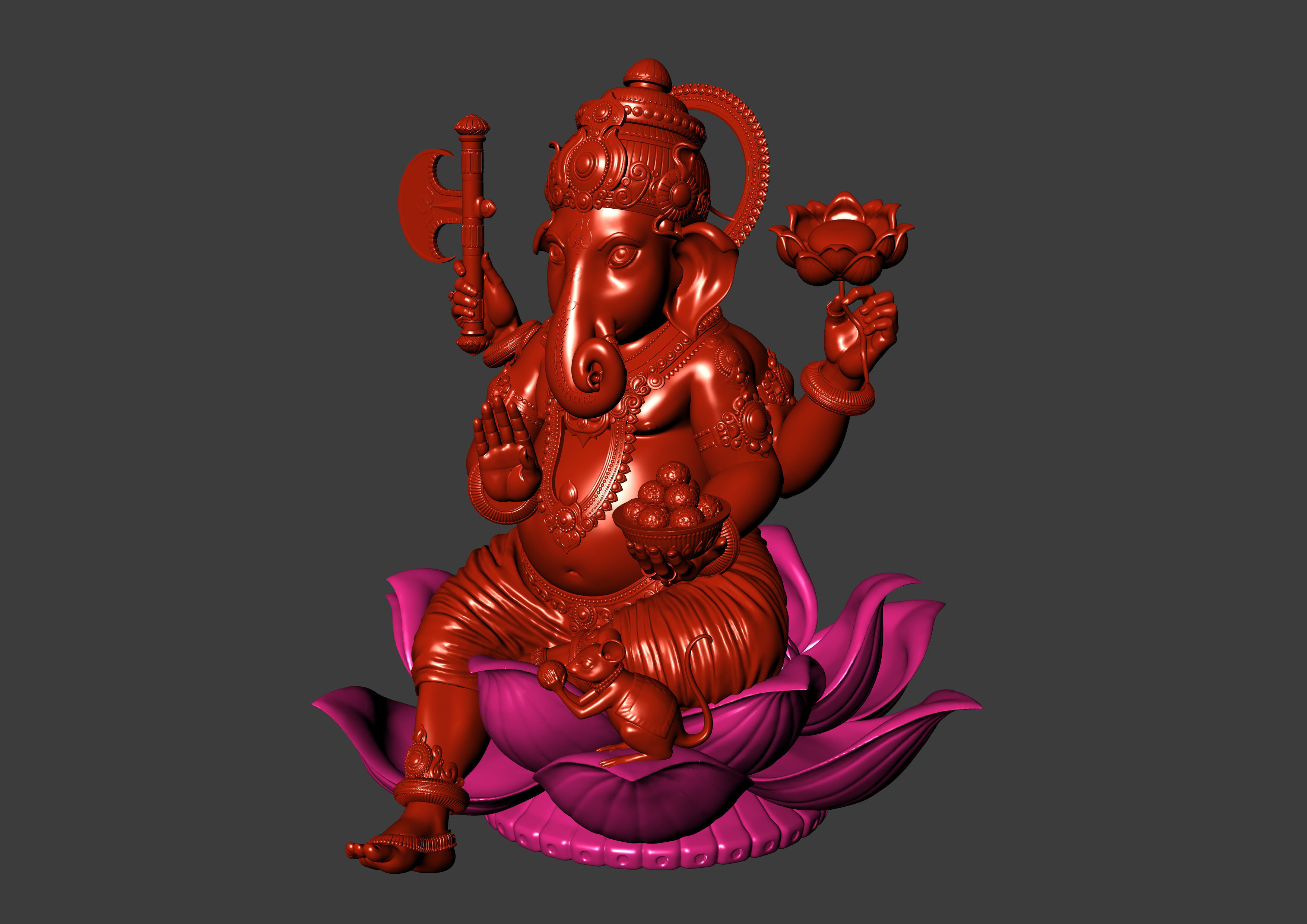 Lord Ganesha Sitting Statue 3D print model_31