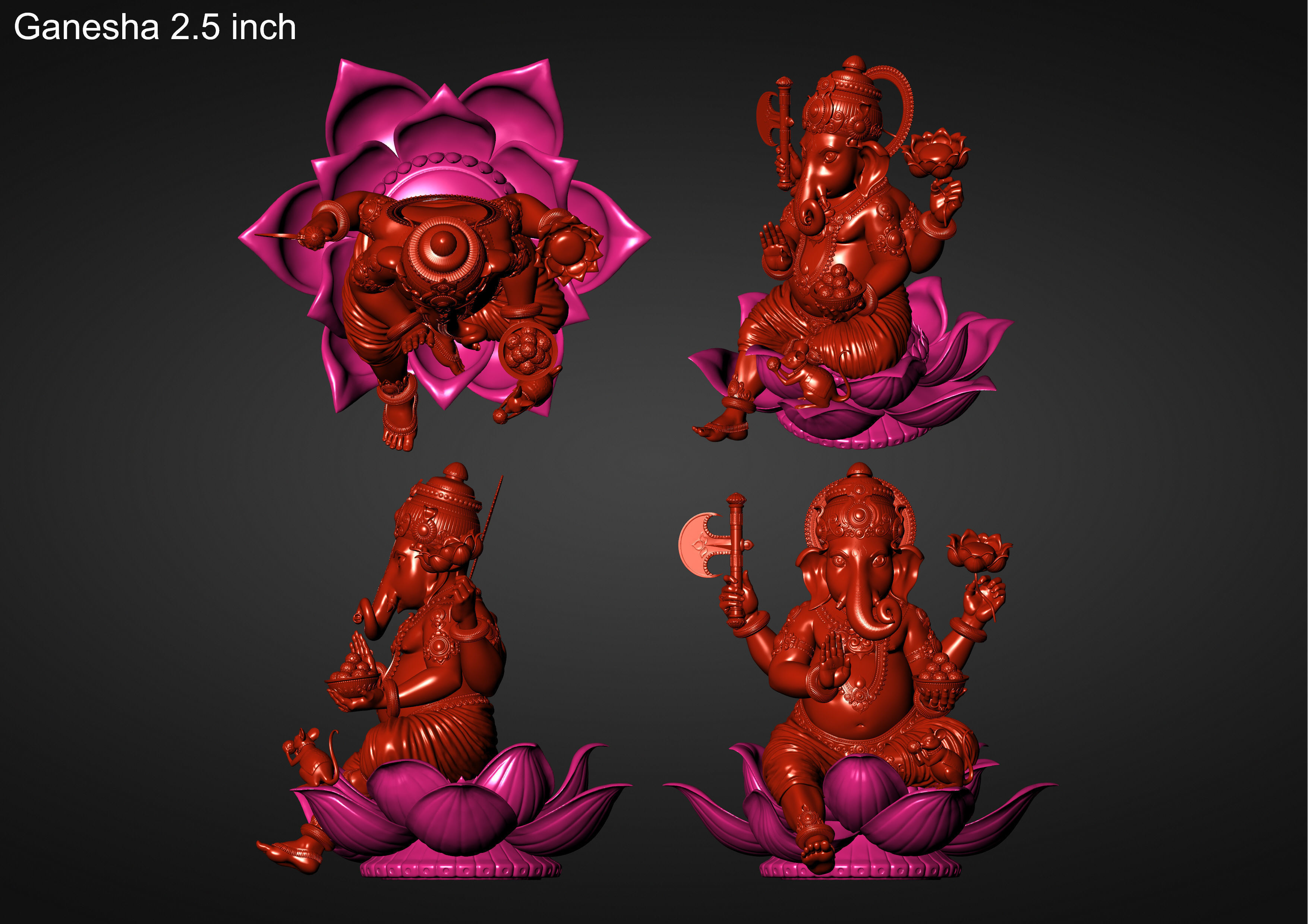 Lord Ganesha Sitting Statue 3D print model_26