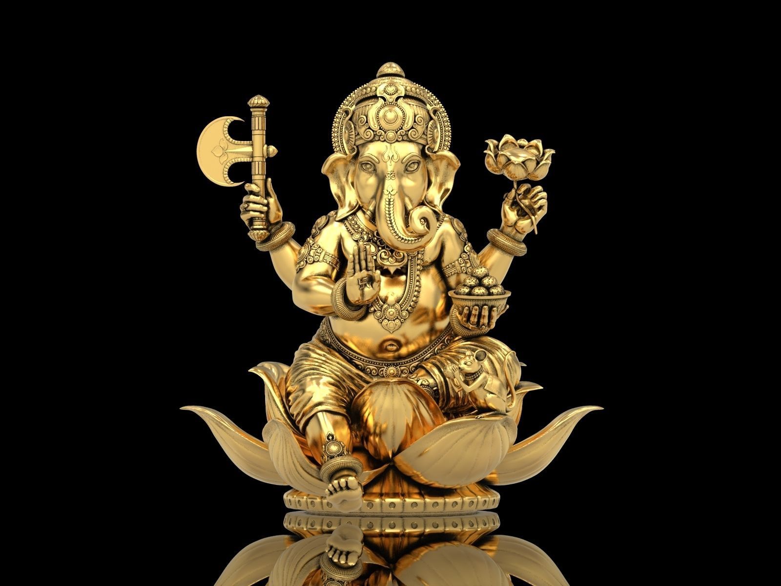 Lord Ganesha Sitting Statue 3D print model_1