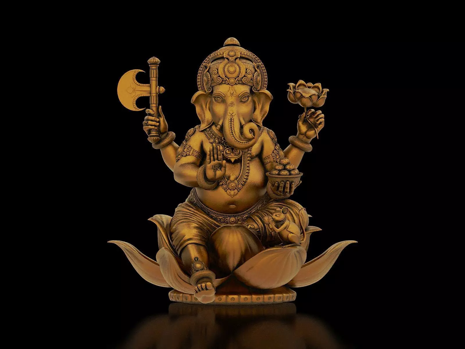 Lord Ganesha Sitting Statue 3D print model_0