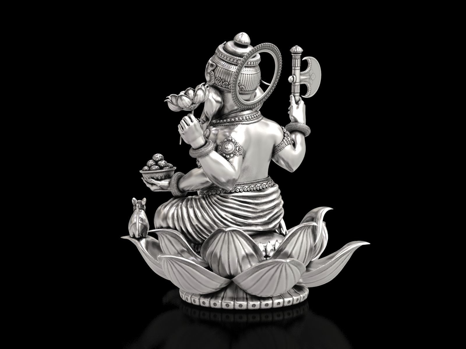 Lord Ganesha Sitting Statue 3D print model_18
