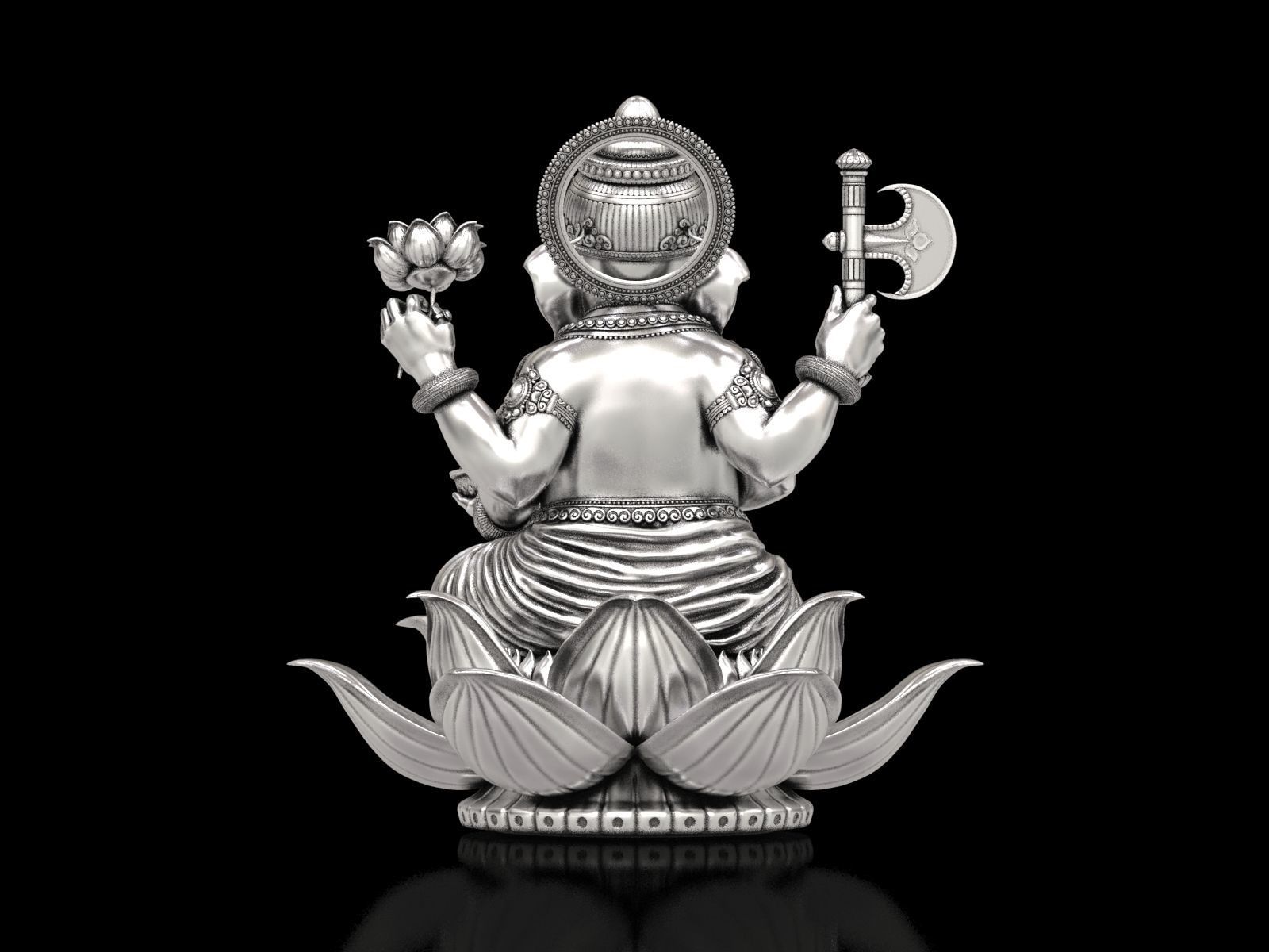 Lord Ganesha Sitting Statue 3D print model_19