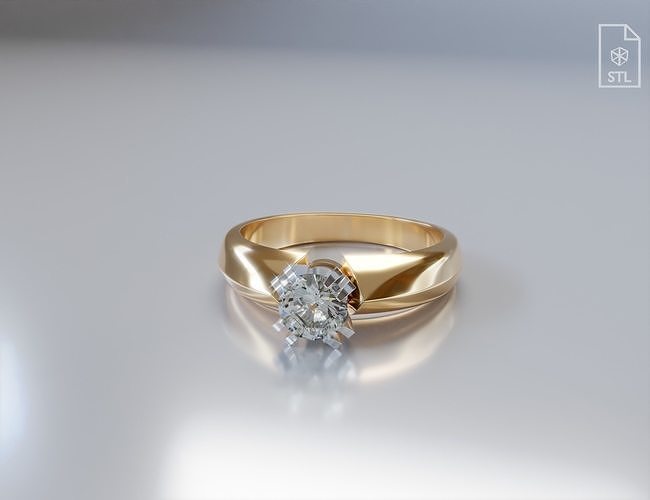 Woman diamond engagement ring 3D print model