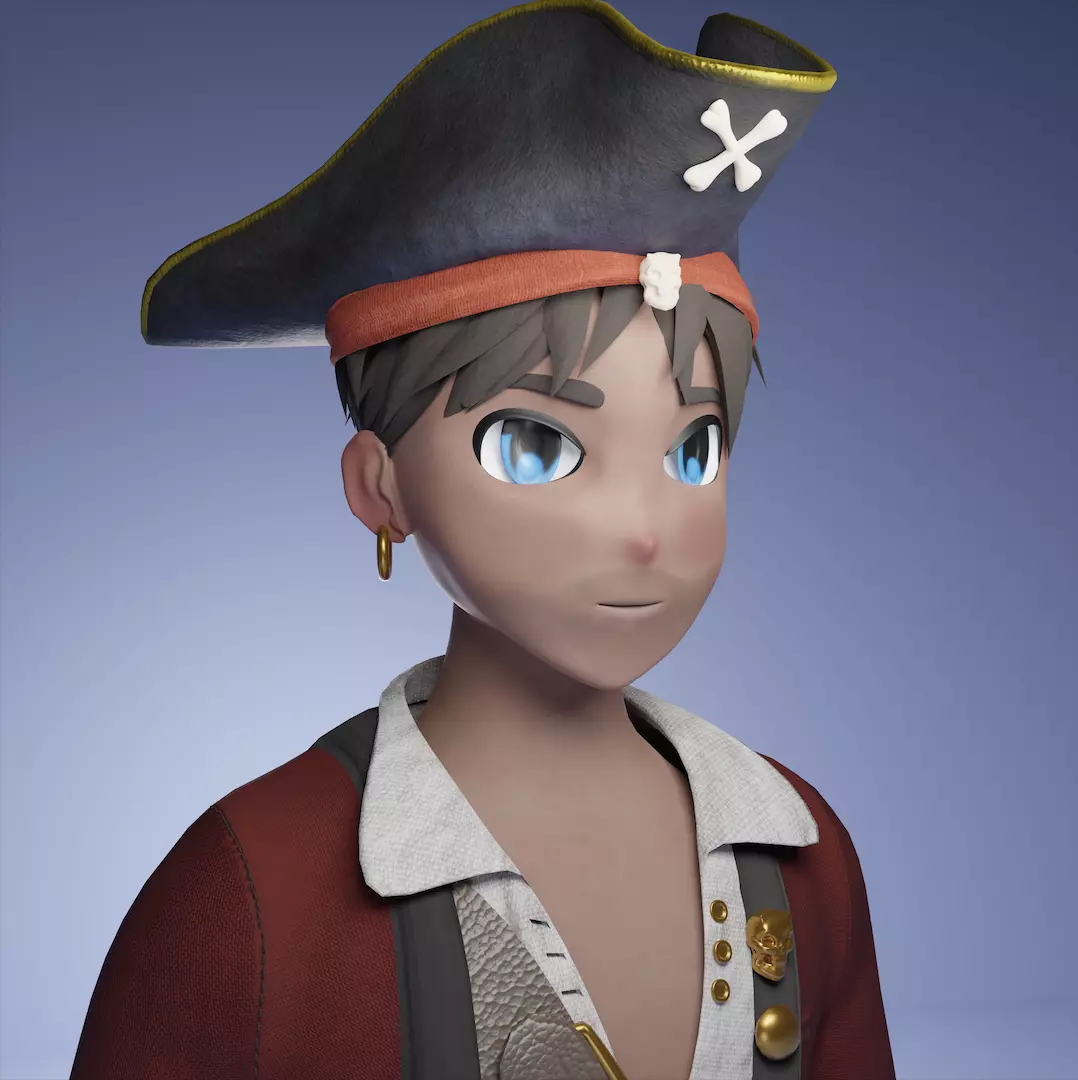 NFT Project Pirate Murakami style 3D model_0