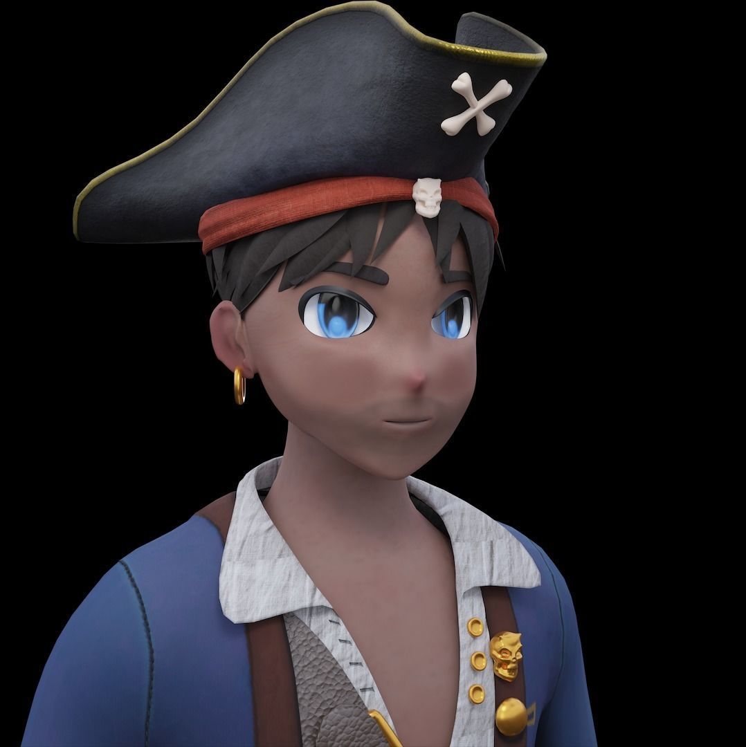 NFT Project Pirate Murakami style 3D model_5