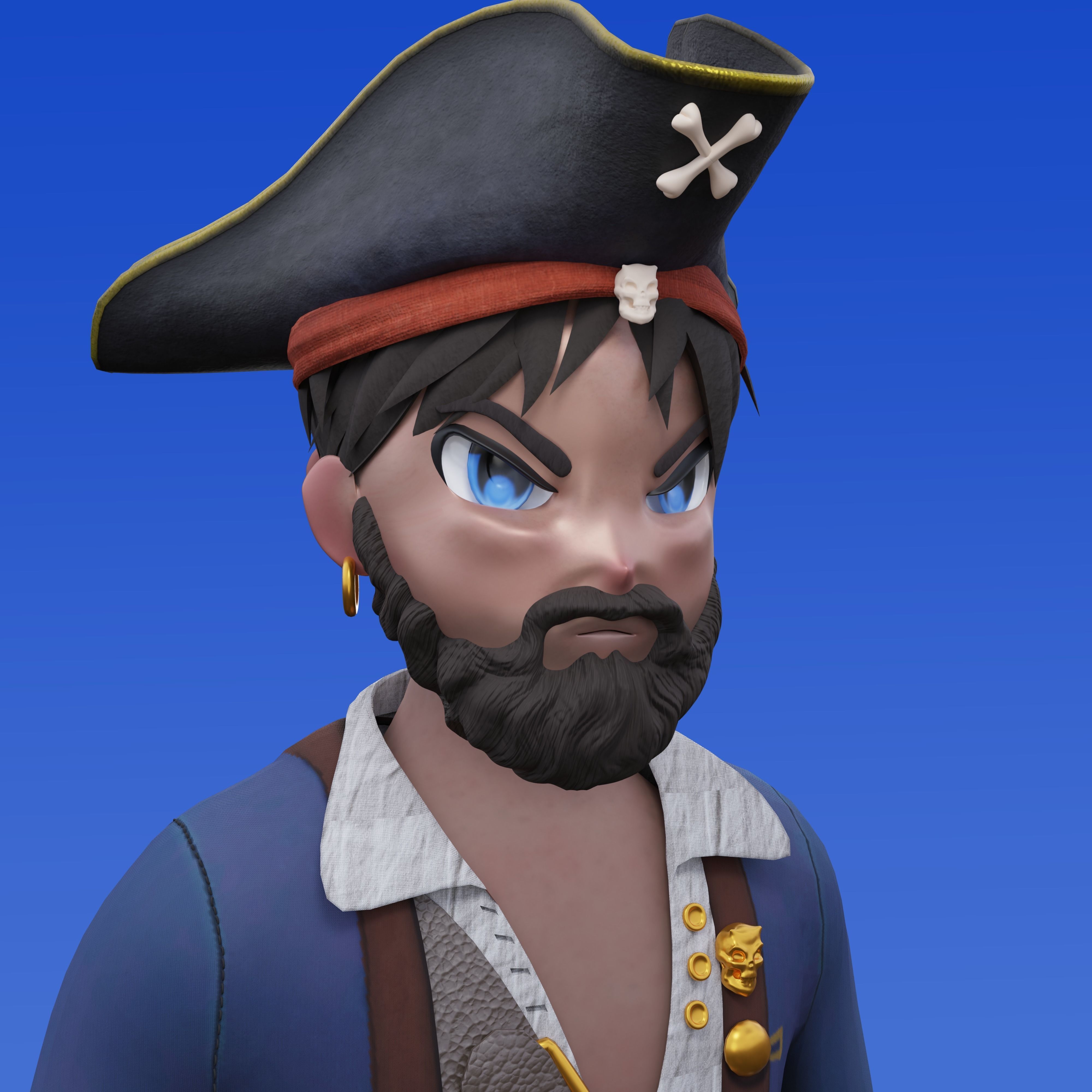 NFT Project Pirate Murakami style 3D model_6