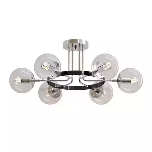 intenso six light chrome ceiling light with glass globes