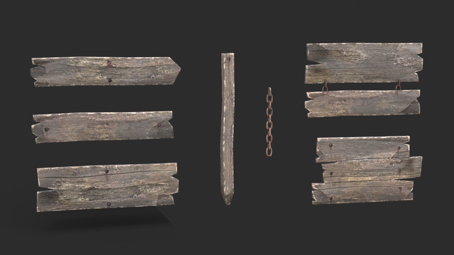Old Wooden Signs Low-poly 3D model_7