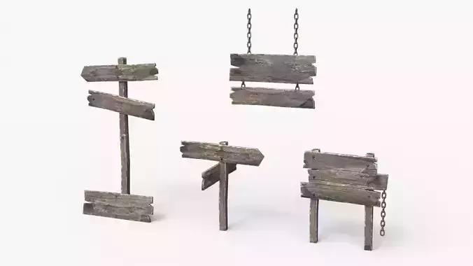 Old Wooden Signs Low-poly 3D model