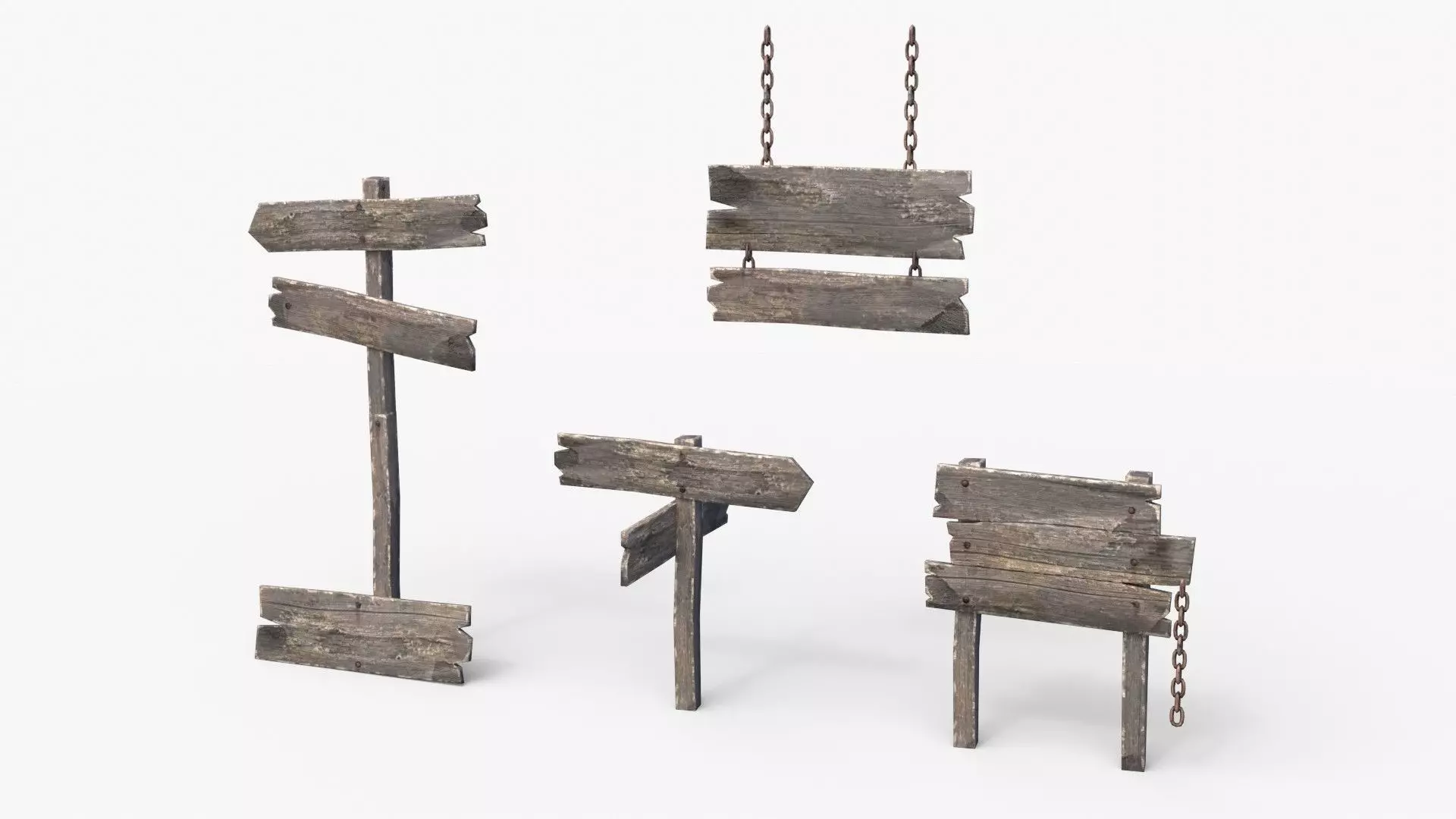 Old Wooden Signs Low-poly 3D model_0