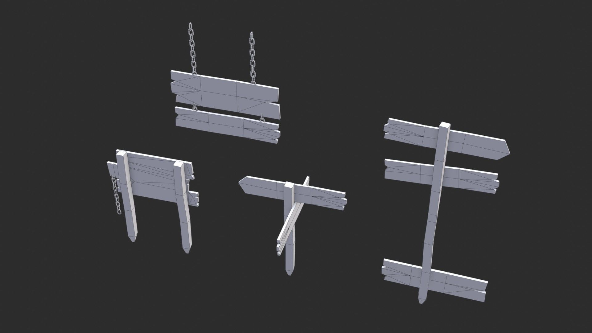 Old Wooden Signs Low-poly 3D model_11
