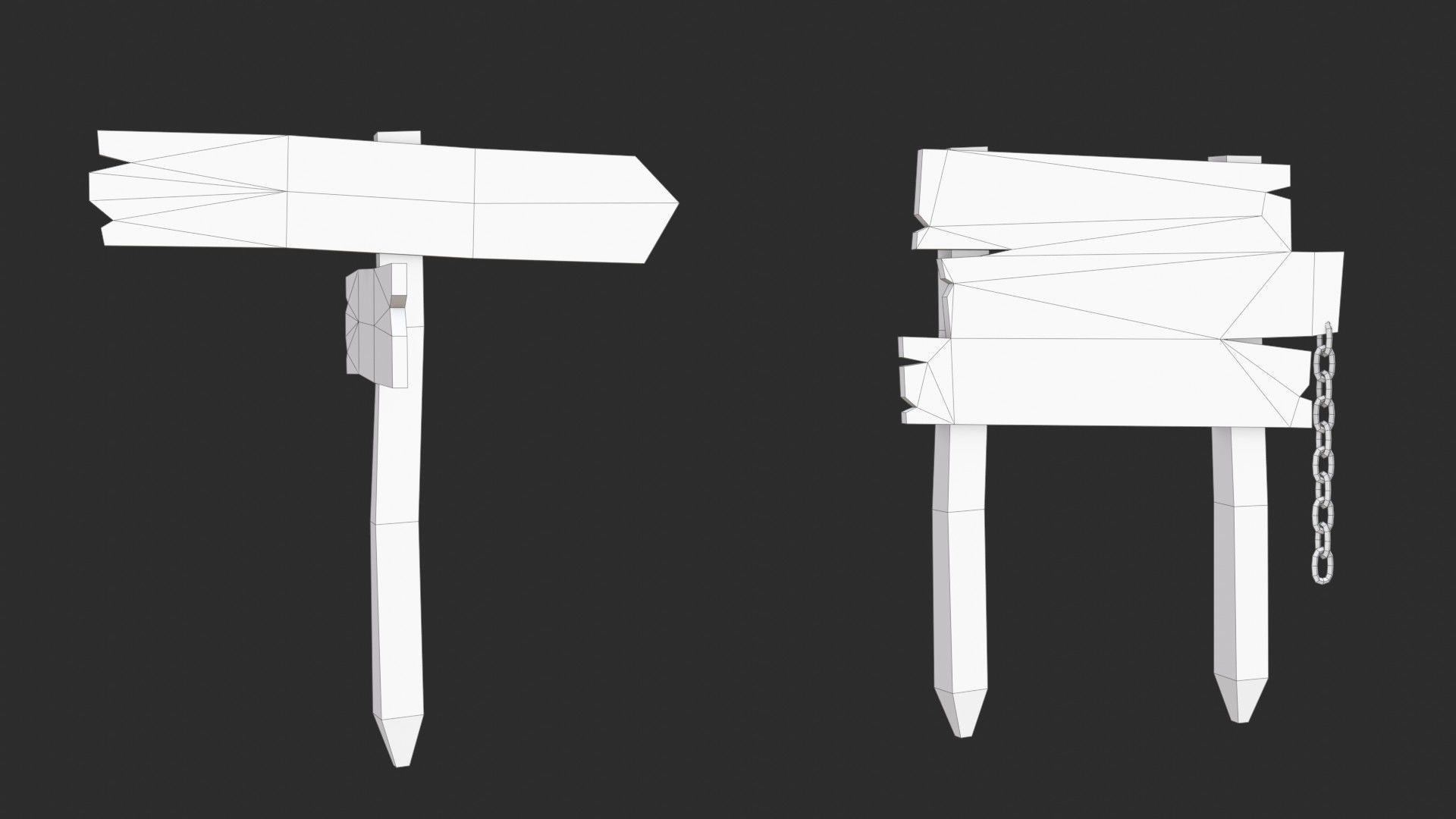 Old Wooden Signs Low-poly 3D model_13