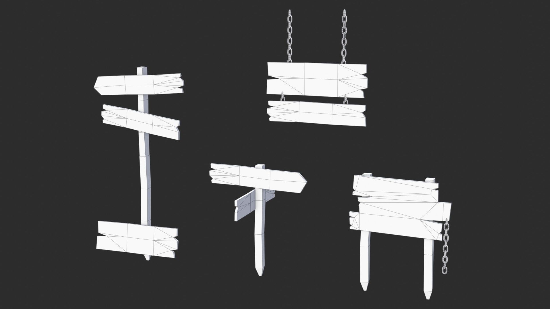 Old Wooden Signs Low-poly 3D model_9