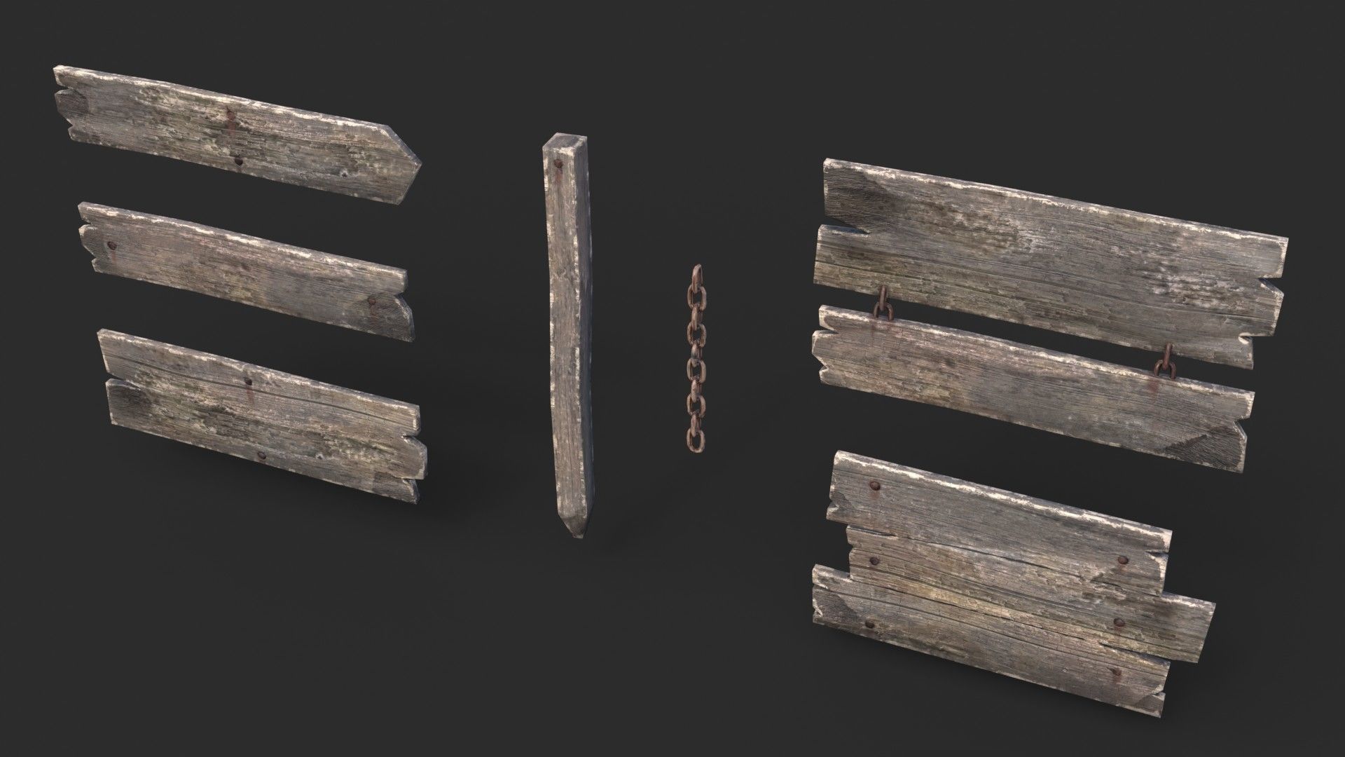 Old Wooden Signs Low-poly 3D model_8