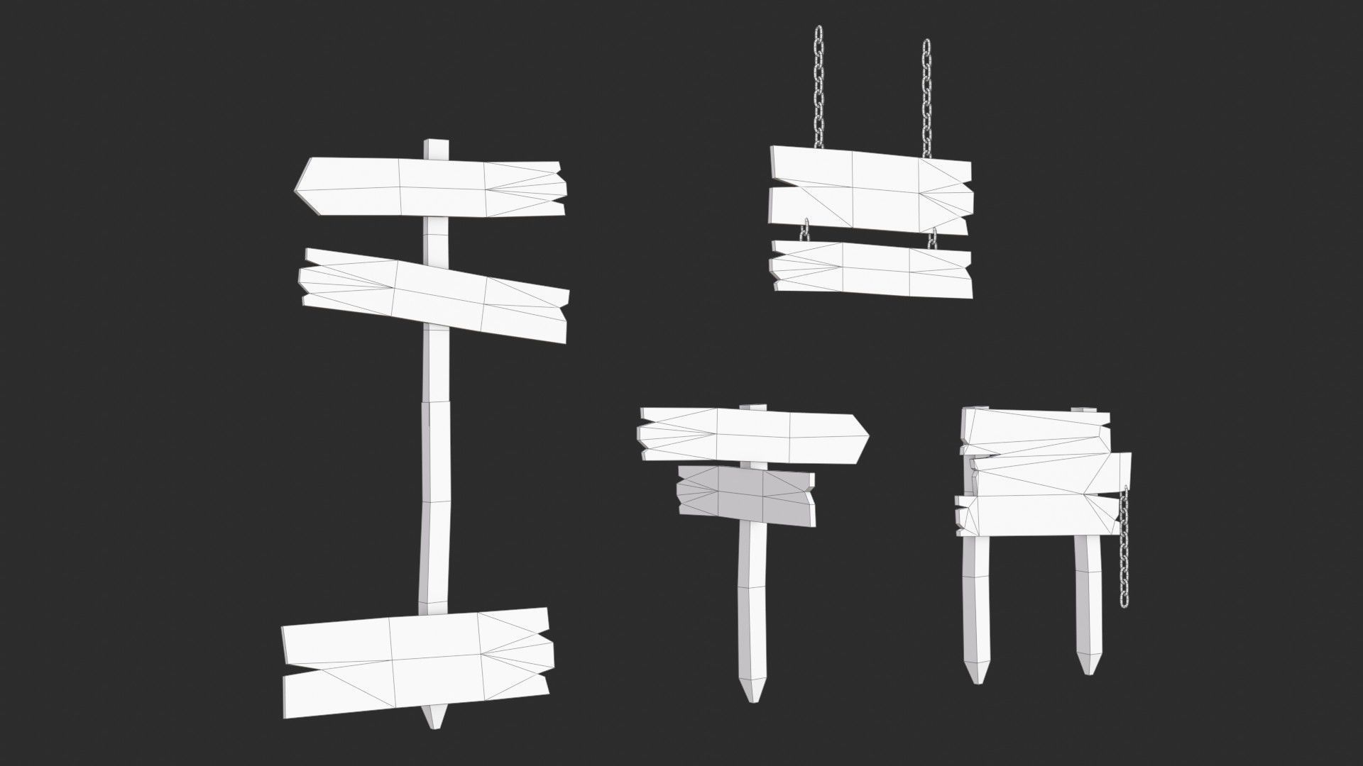 Old Wooden Signs Low-poly 3D model_10