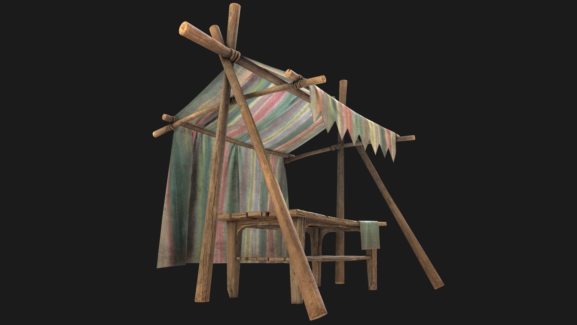 Fair Trade Stall Low-poly 3D model_6