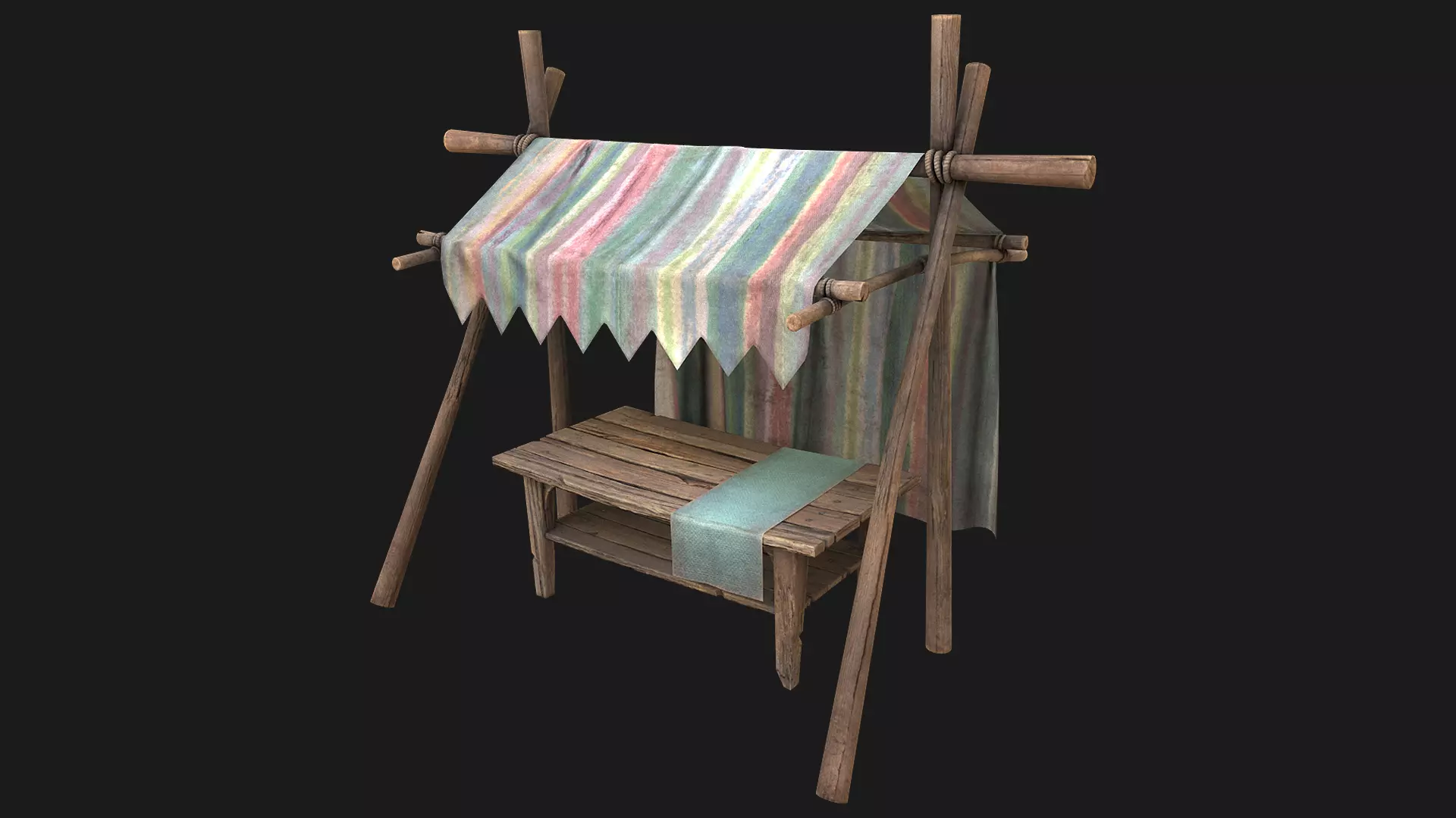 Fair Trade Stall Tent shop Market Low-poly 3D model