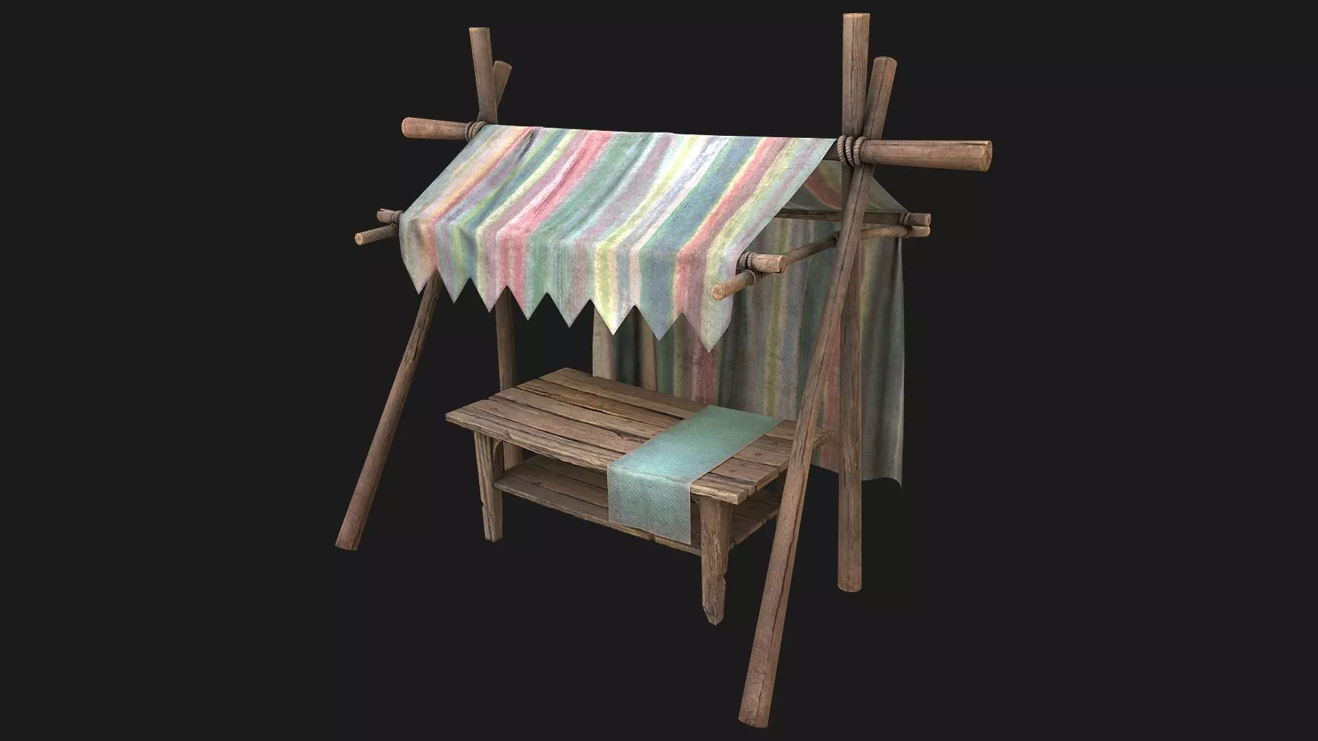 Fair Trade Stall Low-poly 3D model_0