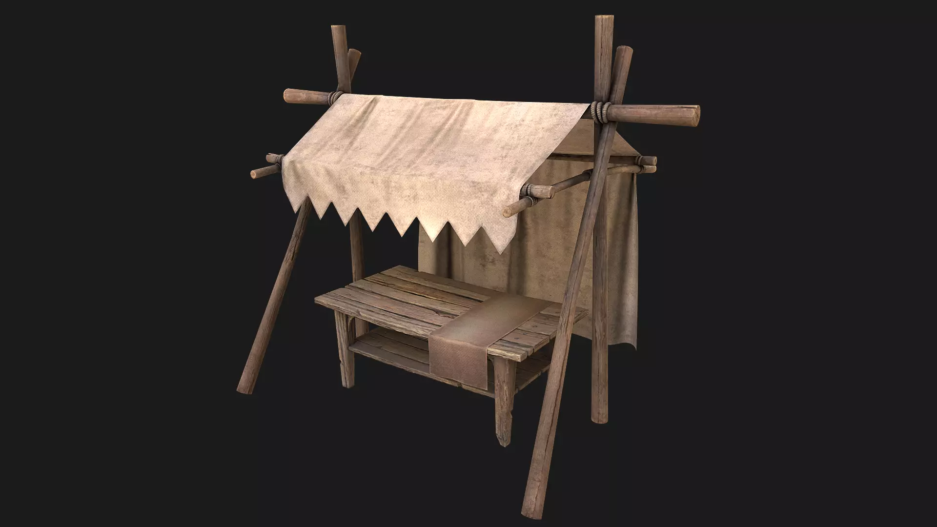 Market stall stand fair food store Low-poly 3D model