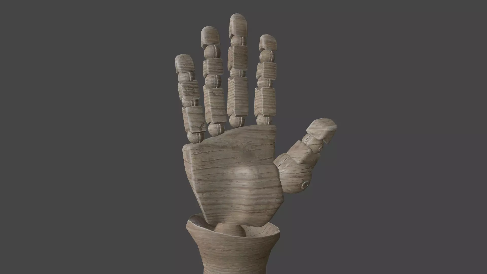 HAND-032 Wooden hand Low-poly 3D model_0