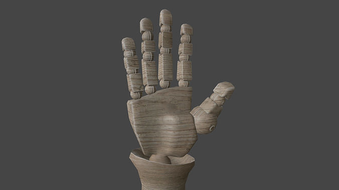 HAND-032 Wooden hand Low-poly 3D model