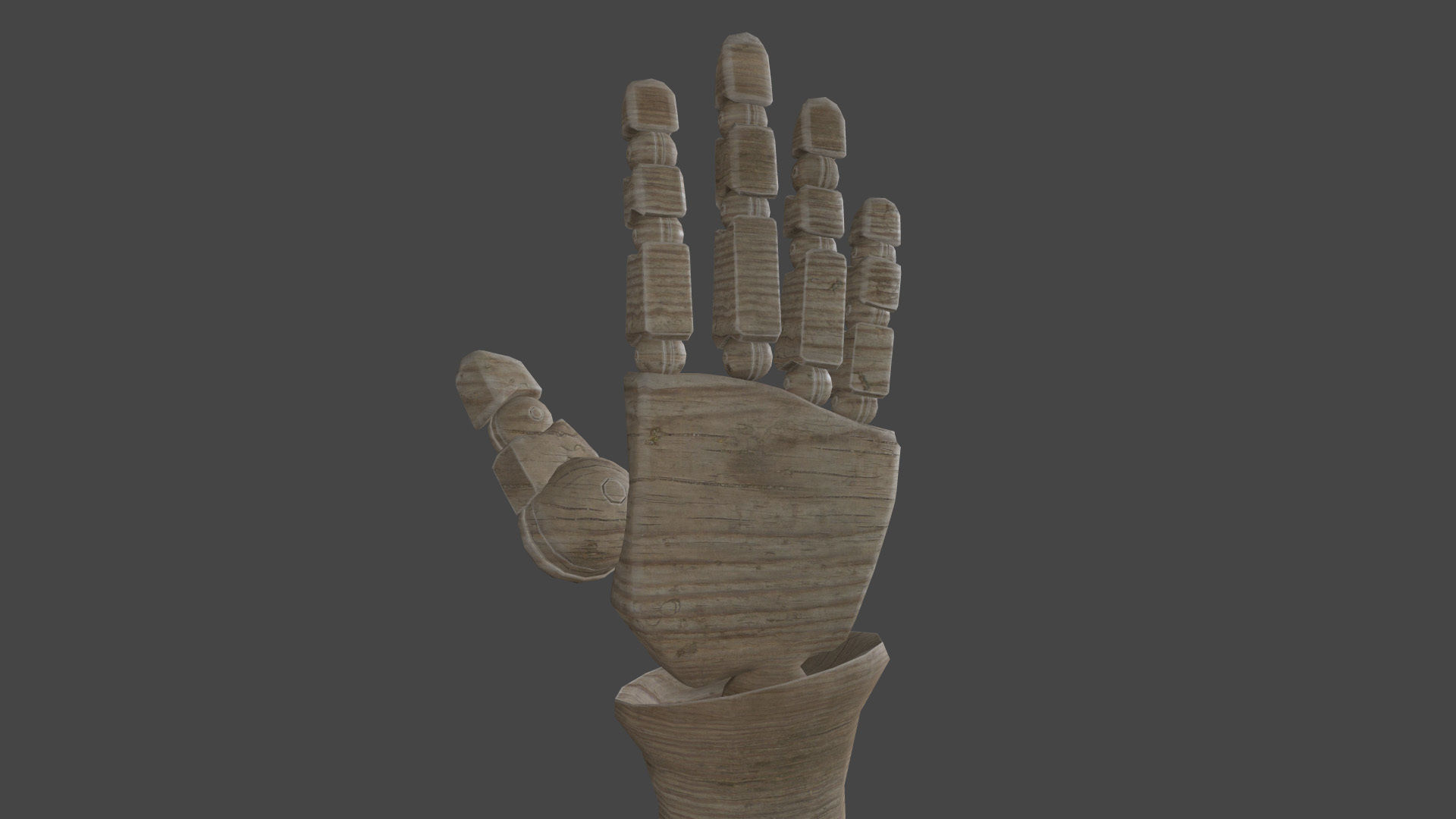 HAND-032 Wooden hand Low-poly 3D model_2