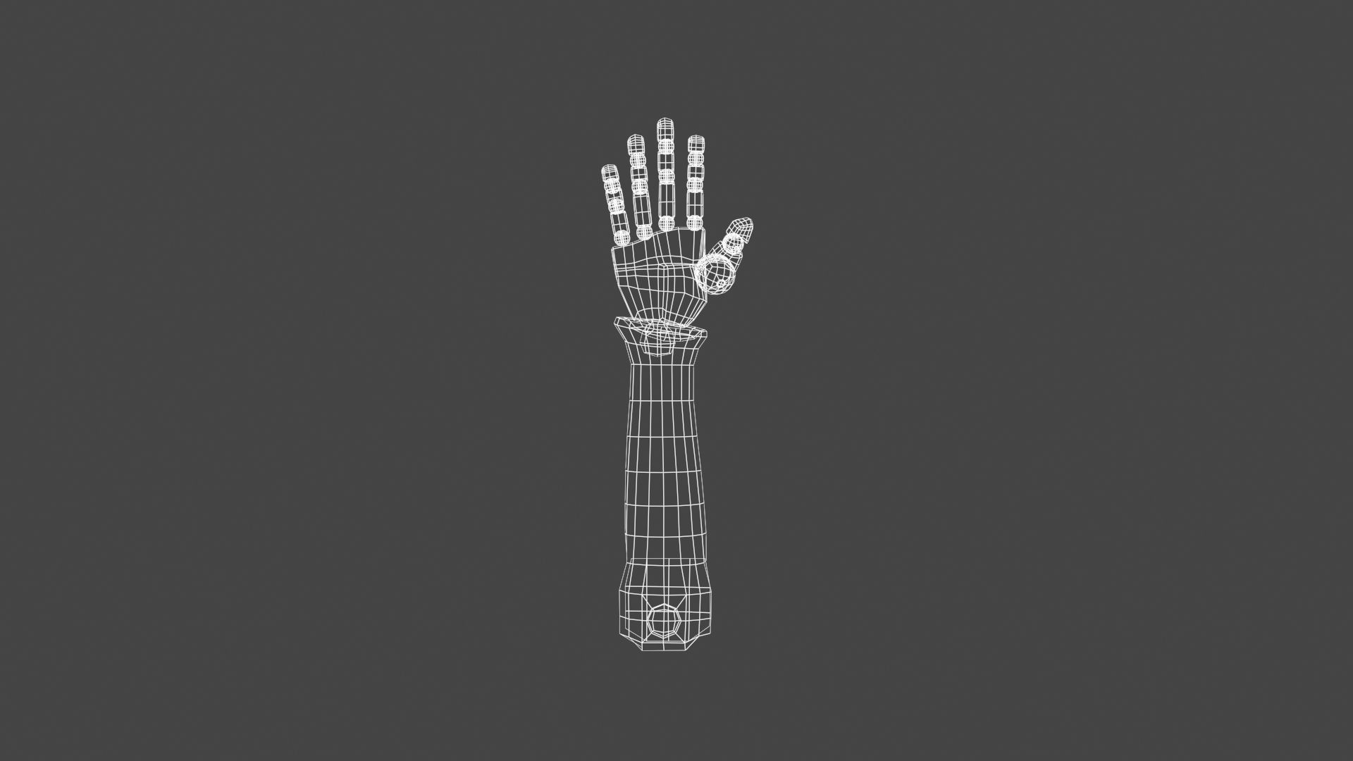 HAND-032 Wooden hand Low-poly 3D model_5