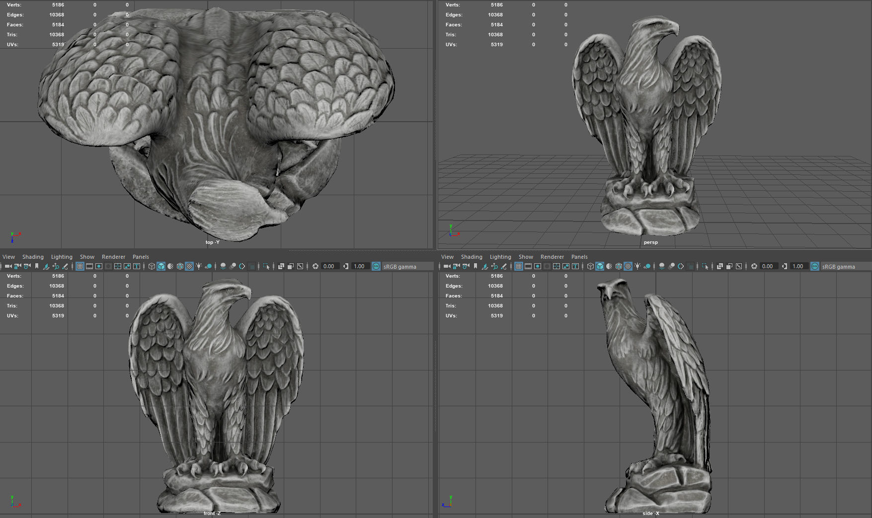 Eagle Statue Low-poly 3D model_6