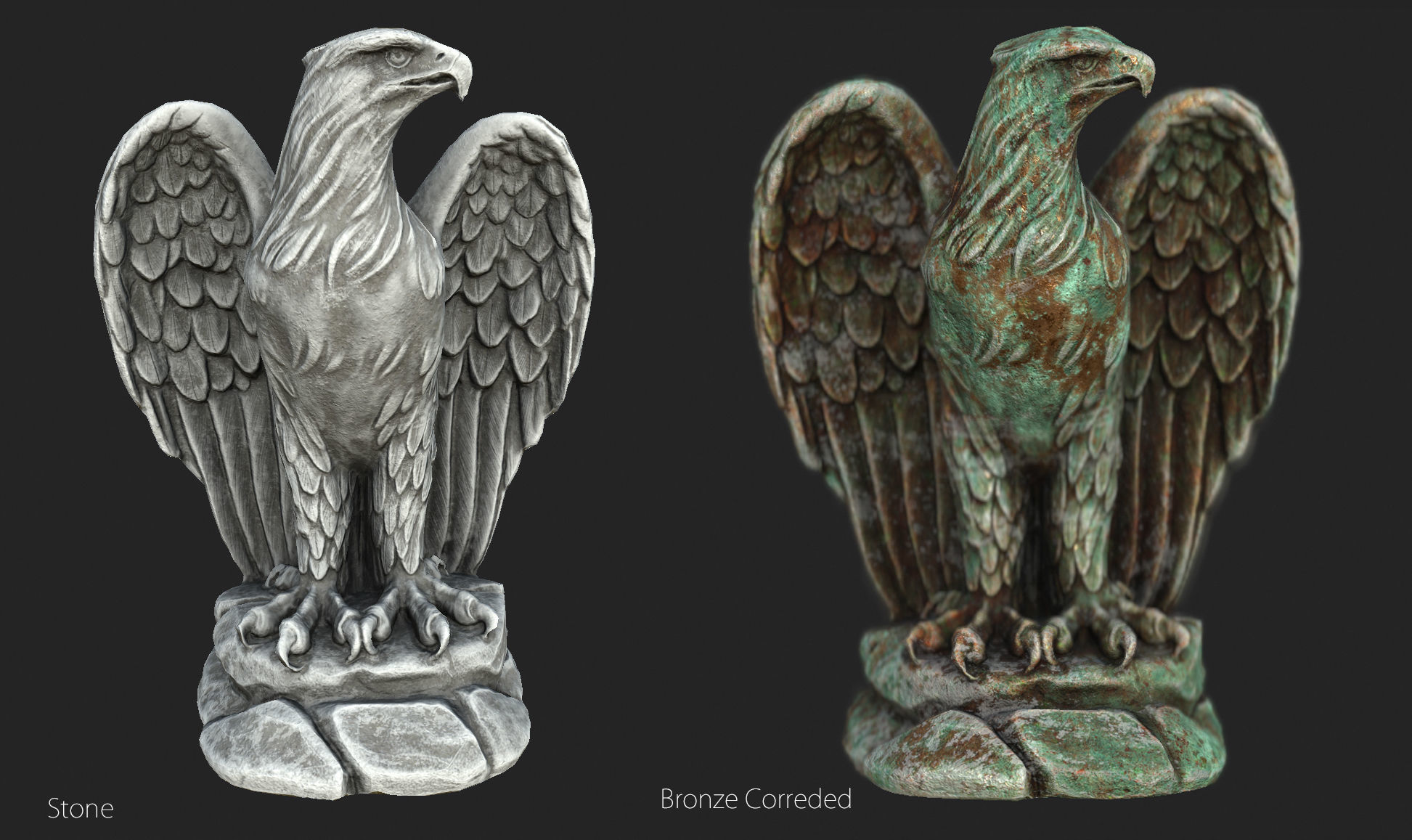 Eagle Statue Low-poly 3D model_11
