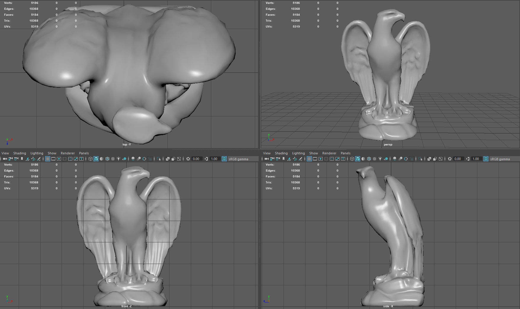 Eagle Statue Low-poly 3D model_7