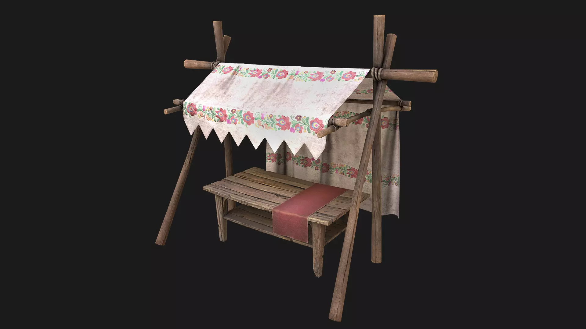 Market Stall Tent Fair Ornament Fabric shop Low-poly 3D model