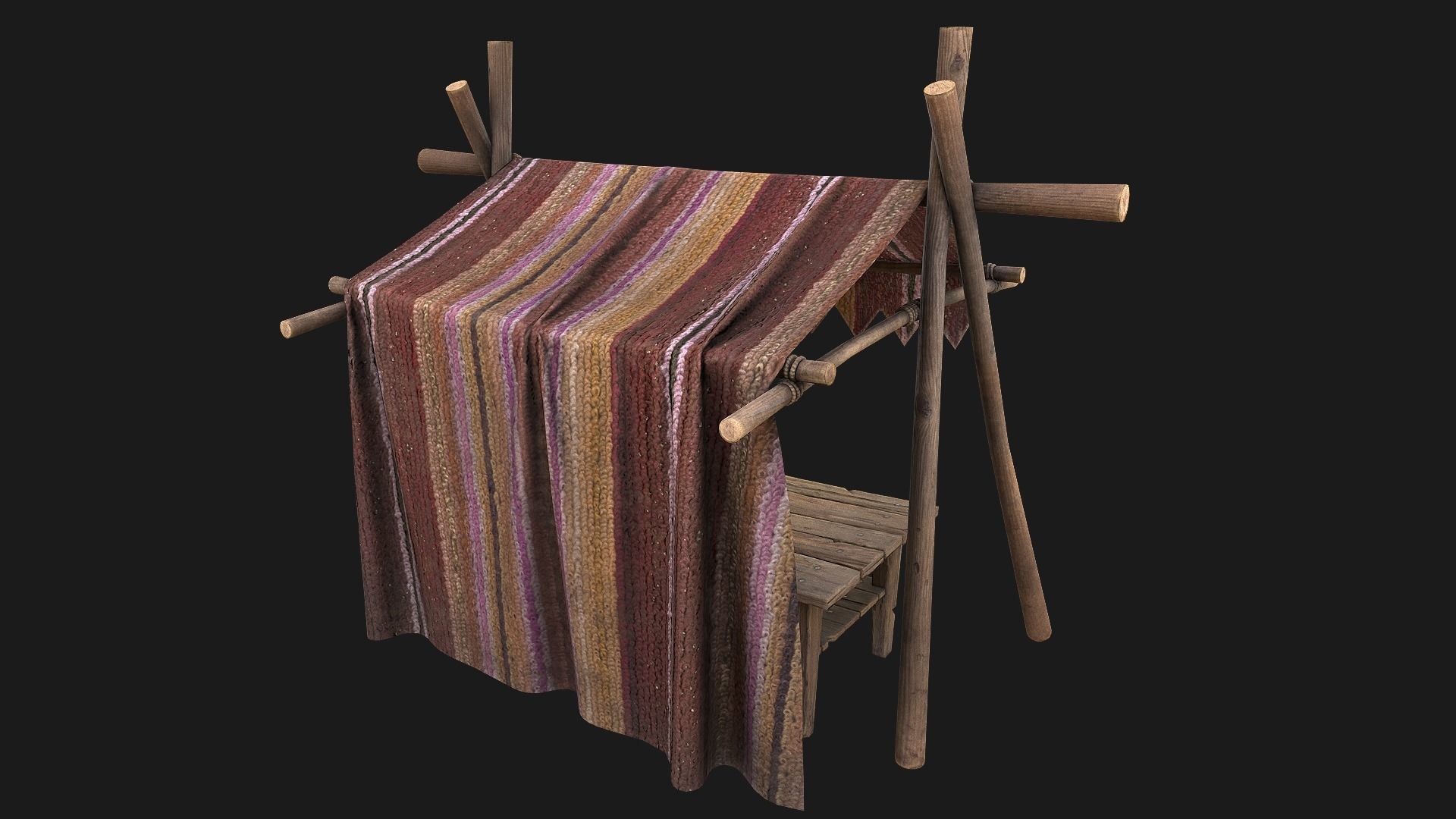Market Tent Low-poly 3D model_17
