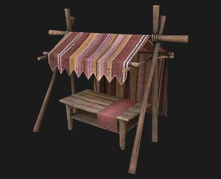 Market Tent Low-poly 3D model_0