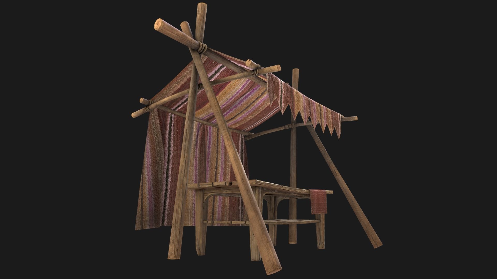 Market Tent Low-poly 3D model_9